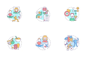 Life Balance And Biological Rhythms Icon Pack
