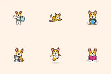 Lindo perro corgi Paquete de Iconos