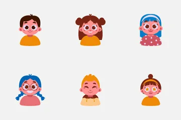 Lindo personaje de niños Paquete de Iconos