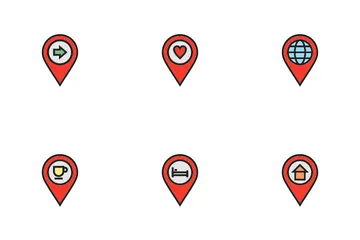 Line Filled Venue Pins Icon Pack