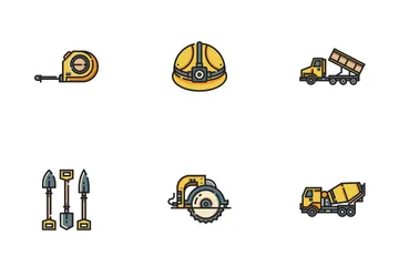 Color de línea de herramientas de construcción - Equipo de capataz Paquete de Iconos