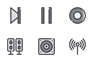 Línea rellena de audio y vídeo Paquete de Iconos