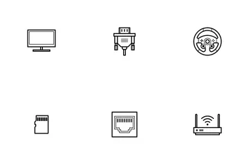 Hardware de Computador - Linha Pacote de Ícones
