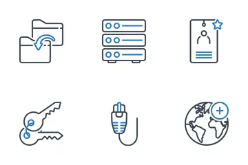 Linha de Rede e Segurança 2 Cores Pacote de Ícones