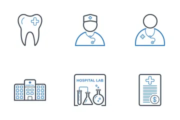 Linha Médica 1 Duas Cores Pacote de Ícones