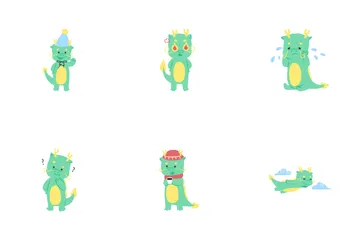 Little Chinese Dragon Characters Icon Pack