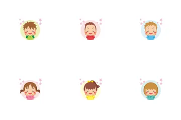 Little Kids Smiling Happily Icon Pack