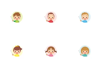 Little Kids With Pointer Icon Pack