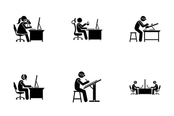 Local de trabalho de escritório Pacote de Ícones