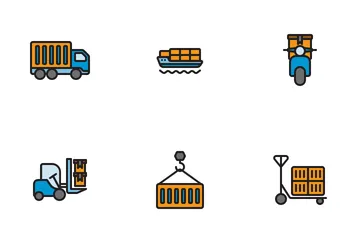 Logística de Transporte Pacote de Ícones