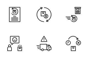 Logística inversa Paquete de Iconos