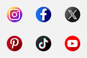 Logotipo redondeado de redes sociales Paquete de Iconos