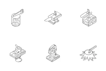Lumber Mill Deforestation Icon Pack