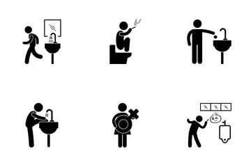 Lustiger Toilettenvandalismus Symbolpack