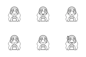 Mädchen Ausdruck Symbolpack