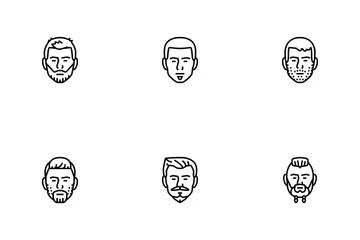 Male Beard Hair Style Face Icon Pack