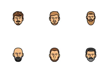 Male Beard Hair Style Face Icon Pack