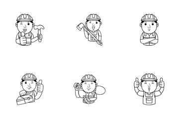 Man Builder Cartoon Icon Pack