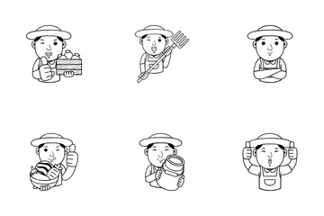 Man Farmer Cartoon Icon Pack