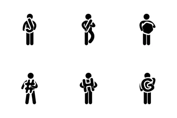 Man Holding Characters Icon Pack