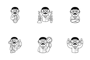 Man Scientist Cartoon Icon Pack