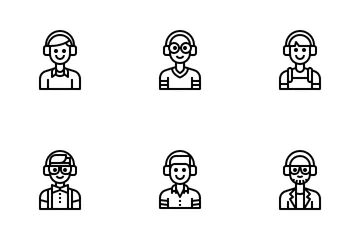 Man With Headphone Avatar Icon Pack