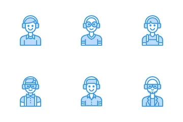 Man With Headphone Avatar Icon Pack