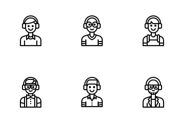 Man With Headphone Avatar Icon Pack