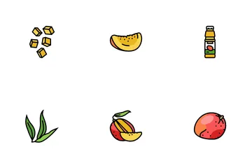 Mango Fruit Fresh Leaf Yellow Icon Pack