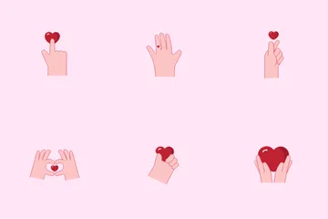 Mano del día de San Valentín Paquete de Iconos