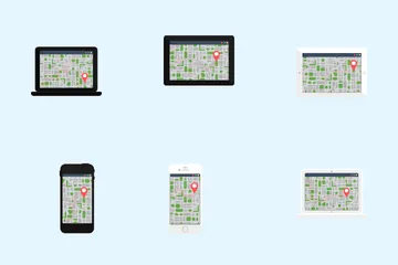 Mapa em dispositivos Pacote de Ícones