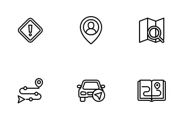 Mapas e navegação LineArt Pacote de Ícones