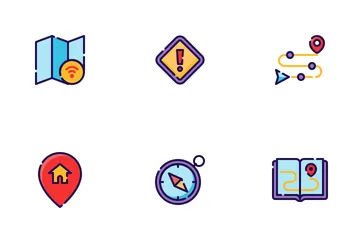 Maps & Navigation Filled Outline Icon Pack