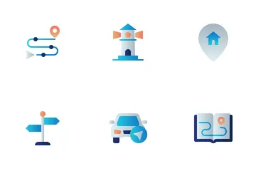 Maps & Navigation Flat Colors Icon Pack
