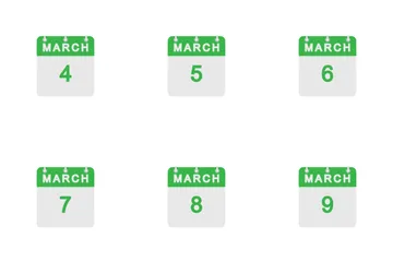 March Calendar Icon Pack