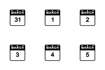 March Calendar Icon Pack