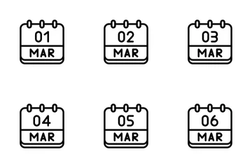 March Calendar Icon Pack