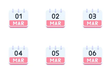 March Calendar Icon Pack