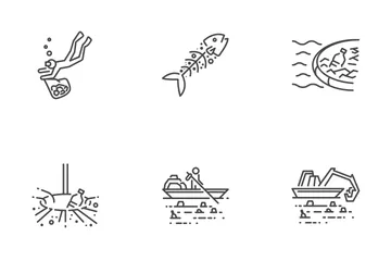 Marine Pollution Icon Pack