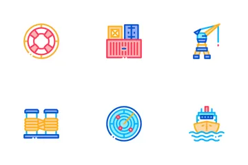 Marine Port Transport Icon Pack