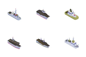 Barcos militares e porta-aviões da Marinha Pacote de Ícones