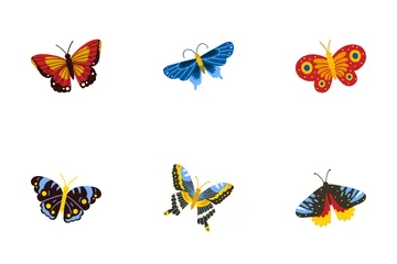 Mariposa colorida Paquete de Iconos