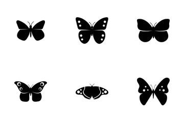 Iconos de glifos de mariposas Paquete de Iconos