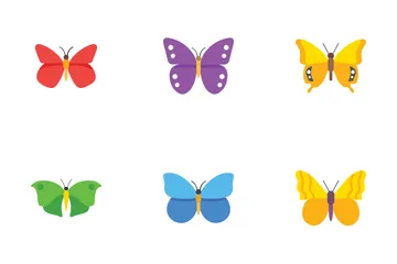 Iconos planos de mariposas Paquete de Iconos