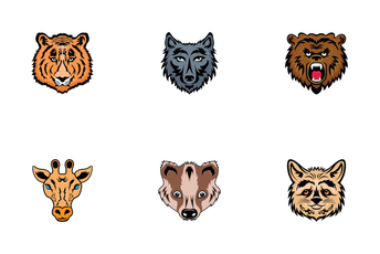 Mascots Animal Faces Icon Pack