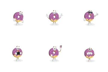 Mascotte de beignet aux pépites les plus sucrées Pack d'Icônes