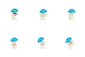Mascotte de champignon de la forêt enchantée Pack d'Icônes