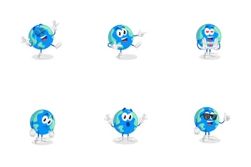 Mascotte de la Terre Global Expressions Pack d'Icônes