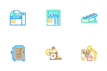 Meat Factory Production Equipment Icon Pack