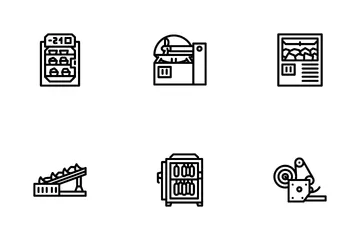 Meat Factory Production Equipment Icon Pack